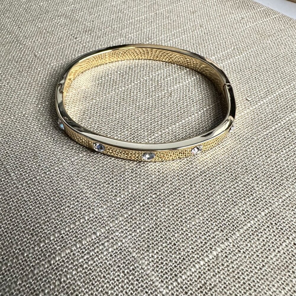 Park Lane "Jewel" Bangle Bracelet W Crystal Accents Gold-Tone Hinged - Picture 5 of 7